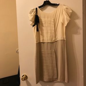 Club Monaco Modern Silk Pleated Dress with Bow